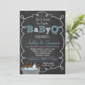 Jongen Koppels BabyQ BBQ Baby shower Uitnodiging (Staand voorkant)