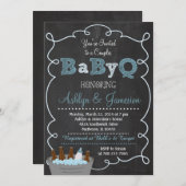 Jongen Koppels BabyQ BBQ Baby shower Uitnodiging (Voorkant / Achterkant)