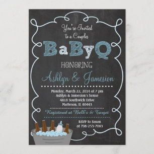 Jongen Koppels BabyQ BBQ Baby shower Uitnodiging