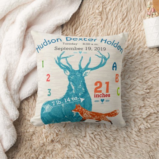 Jongen Kwekerij Baby Geboorte Stat Fox Hertenpijl Kussen (Deken)