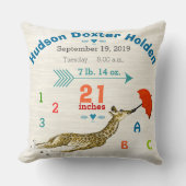 Jongen Kwekerij Baby Geboorte Statistieken Giraffe Kussen (Voorkant)