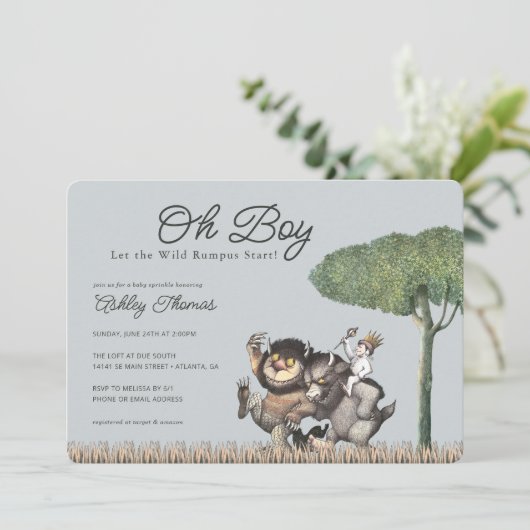 Jongen! Laat de Wilde Rumpus beginnen | Baby Sprin Kaart (Staand voorkant)