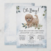 Jongen! Labradoodle Puppy Waterverf Baby shower Kaart (Voorkant / Achterkant)