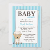 Jongen lamsvlees Baby shower Blauwe Stripe Uitnodi Kaart (Voorkant)