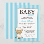 Jongen lamsvlees Baby shower Blauwe Stripe Uitnodi Kaart (Voorkant / Achterkant)
