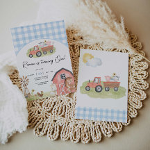 Jongen landbouwhuisdieren Barnyard Birthday Invita