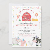 Jongen landbouwhuisdieren Rood-aanhaling Kaart (Voorkant)