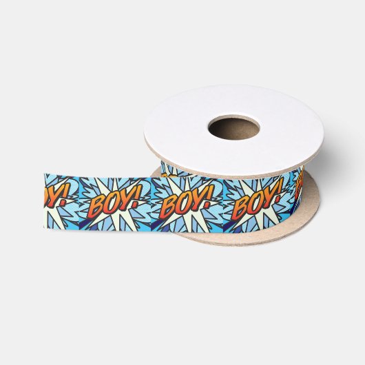 Jongen Leuke Retro Stripboek Pop Art Satijnen Lint (Spoel)