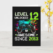 Jongen Level 12 Ontgrendeld Videospel 12e Verjaard Kaart (Gele Bloem)