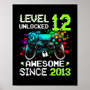 Jongen Level 12 Ontgrendeld Videospel 12e Verjaard Poster