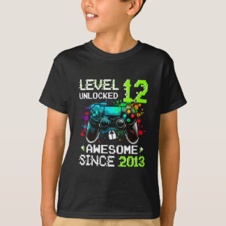 Jongen level 12 vrijgespeeld Videogame 12e verjaar T-shirt