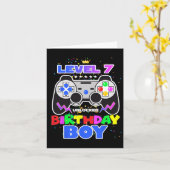 Jongen Level 7 Ontgrendeld Videospel 7e Verjaardag Kaart (Gele Bloem)