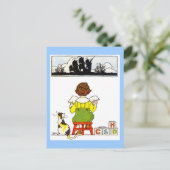 Jongen lezen briefkaart (Staand voorkant)