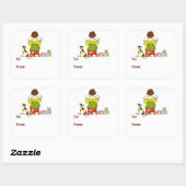 Jongen lezen CadeLabel Vierkante Sticker (Vel)