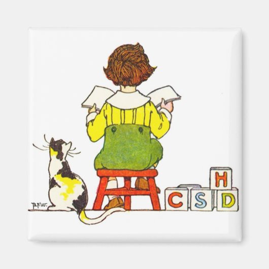 Jongen lezen magneet (Voorkant)