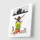 Jongen lezen met Cat Vierkante Klok (Hoek)