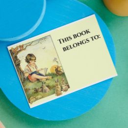 Jongen lezen onder boom met konijnen rechthoekige sticker