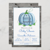 Jongen Little Pumpkin Rustic Herfst Baby shower Kaart (Voorkant / Achterkant)