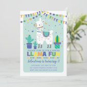 Jongen Llama Birthday / Cute Alpaca Fiesta Party Kaart (Staand voorkant)