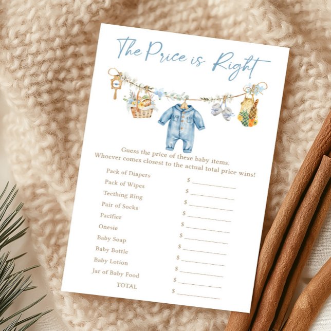 Jongen Lokale Baby Naam Race Spel (Blue Locally Grown Baby Shower The Price Is Right Game)
