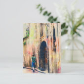 Jongen loopt weg Franse straat Briefkaart (Staand voorkant)