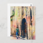 Jongen loopt weg Franse straat Briefkaart (Voorkant / Achterkant)