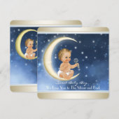 Jongen Maan en terug Baby Shower Kaart (Voorkant / Achterkant)