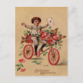 Jongen Mail Roze Bloem Fiets Verjaardag Briefkaart (Voorkant)