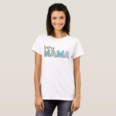 Jongen Mama bijpassende blauwe kleur dames T-shirt (Voorkant volledig)
