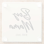 Jongen mama Est. Jaar Minimale mama Glazen Onderzetter (Achterkant)