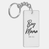 Jongen mama Est. Jaar Minimale mama Sleutelhanger (Voorkant Links)