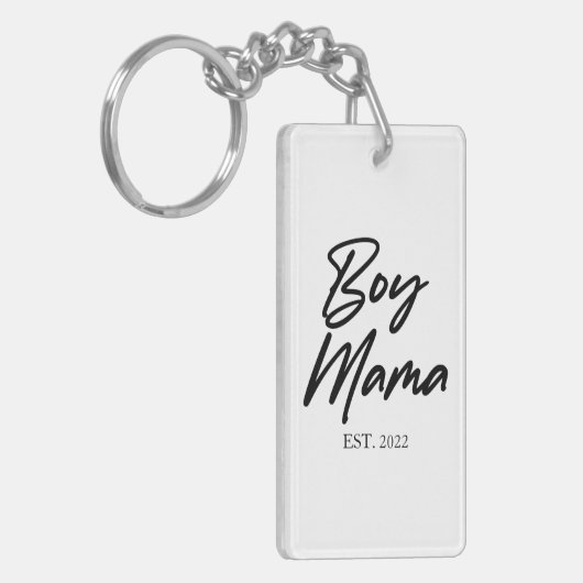 Jongen mama Est. Jaar Minimale mama Sleutelhanger (Voorkant Links)