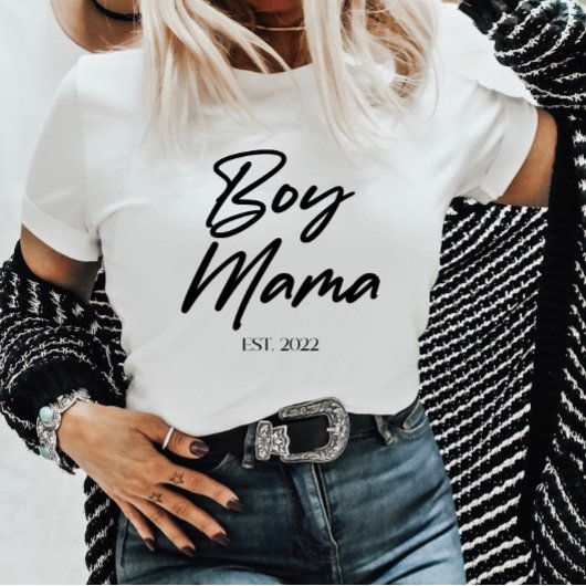Jongen mama Est. Jaar Minimale mama T-shirt