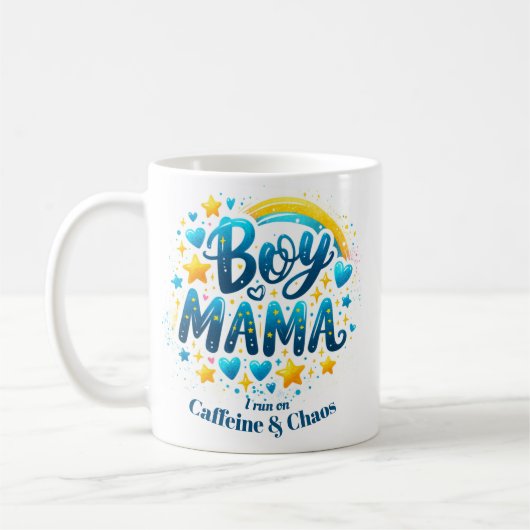Jongen Mama Grappig Modern Blauw Gift Voor Moeder  Koffiemok (Links)