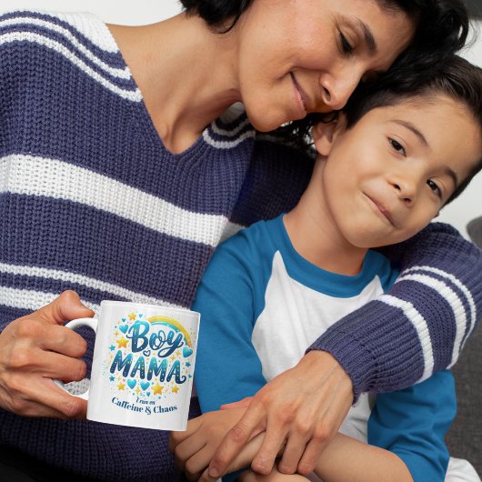 Jongen Mama Grappig Modern Blauw Gift Voor Moeder  Koffiemok