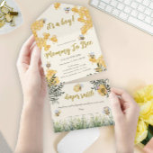 Jongen Mama Naar Bee Schattige Waterverf Boho Baby All In One Uitnodiging