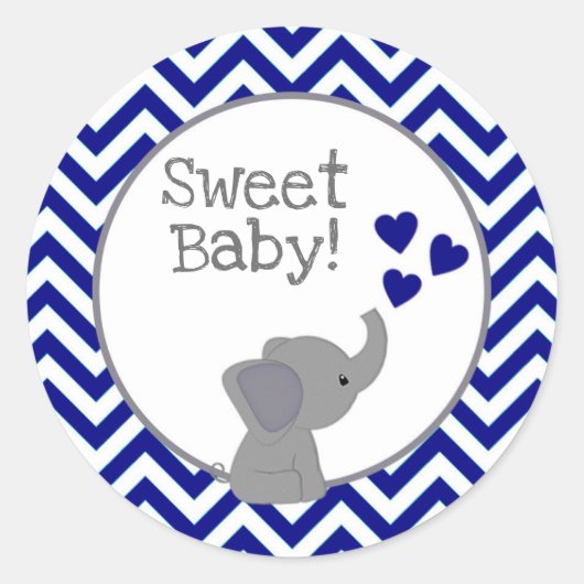 Jongen Marine Olifant Baby shower Stickers Chev 36 (Voorkant)