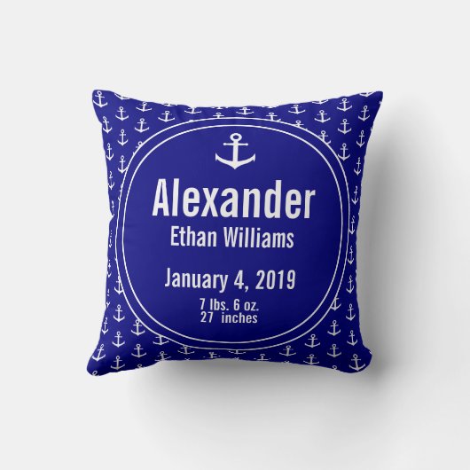 Jongen marineblauw en witte kernursery kussen (Achterkant)