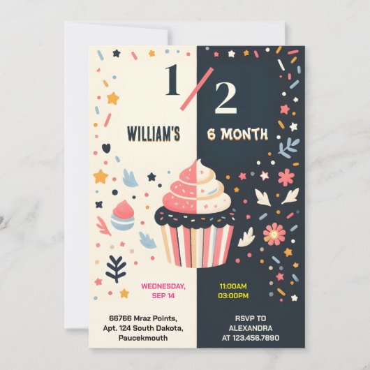 Jongen Meisje 6 Maand Half Jaar Party Half Verjaar Kaart (Voorkant)