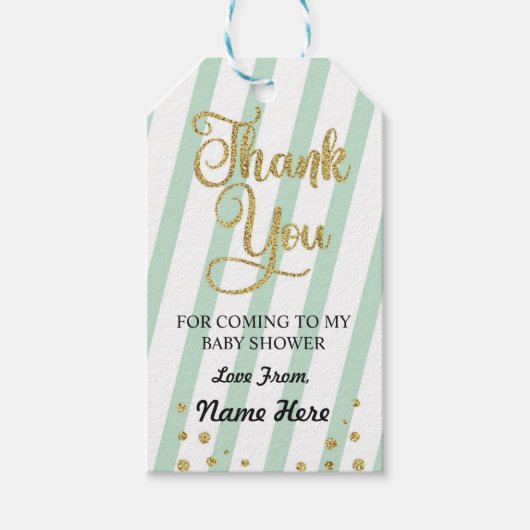 Jongen Meisje Dank U Baby shower Mint Gender Revea Cadeaulabel (Voorkant)