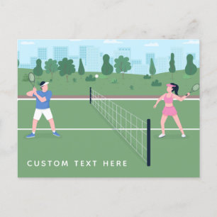 Jongen meisje die Tennis-groen illustratie en teks Briefkaart