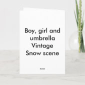Jongen, meisje en paraplu feestdagen kaart (Achterkant)