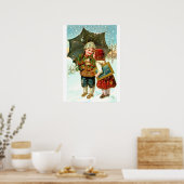 Jongen, meisje en paraplu poster (Keuken)