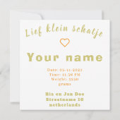 Jongen, meisje geboortekaartje, golden retriever,  (Achterkant)