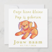 Jongen, meisje geboortekaartje, golden retriever,  (Voorkant)