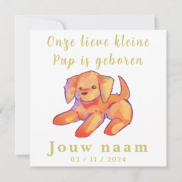 Jongen, meisje geboortekaartje, golden retriever, 