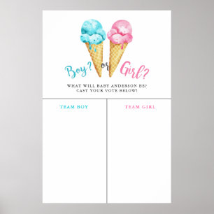 Jongen meisje Ice Cream Gender Prediction Sign Poster