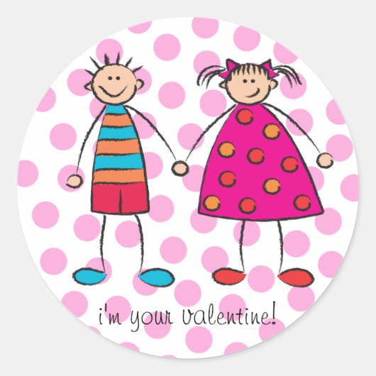 Jongen + Meisje = Liefde Schattigee Valentijn Gift Ronde Sticker (Voorkant)
