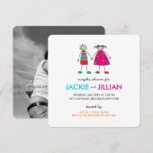 Jongen + Meisje = Love Couples Shower Custom Invit Kaart (Voorkant / Achterkant)