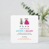 Jongen + Meisje = Love Couples Shower Custom Invit Kaart (Staand voorkant)